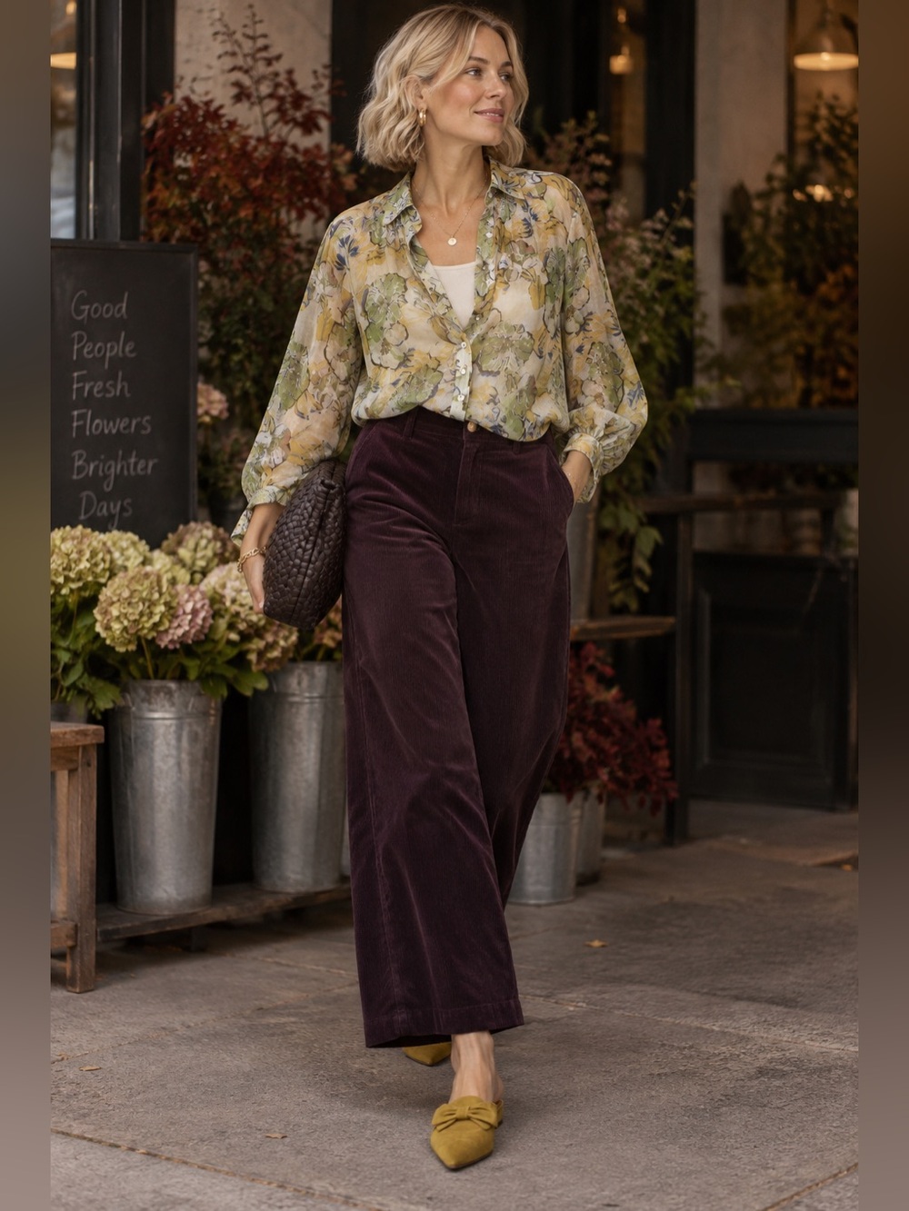 Ellison Floral Sheer Lyocell Button Front Blouse Small